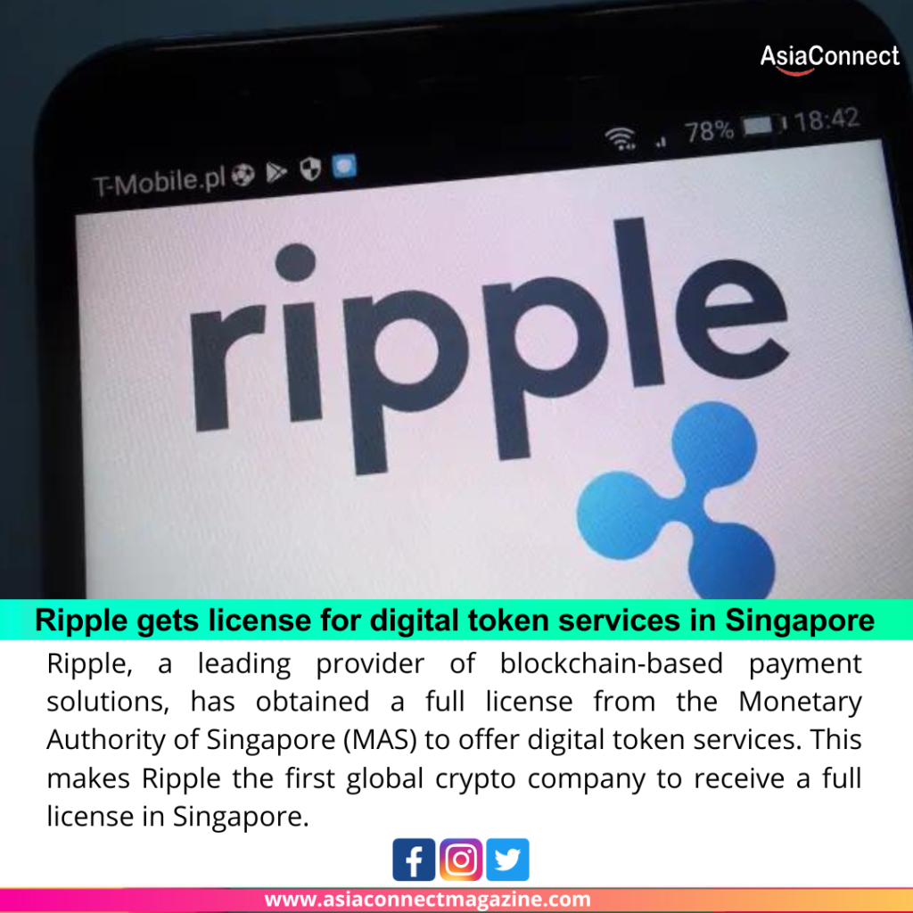 Ripple gets license for digital token services in Singapore