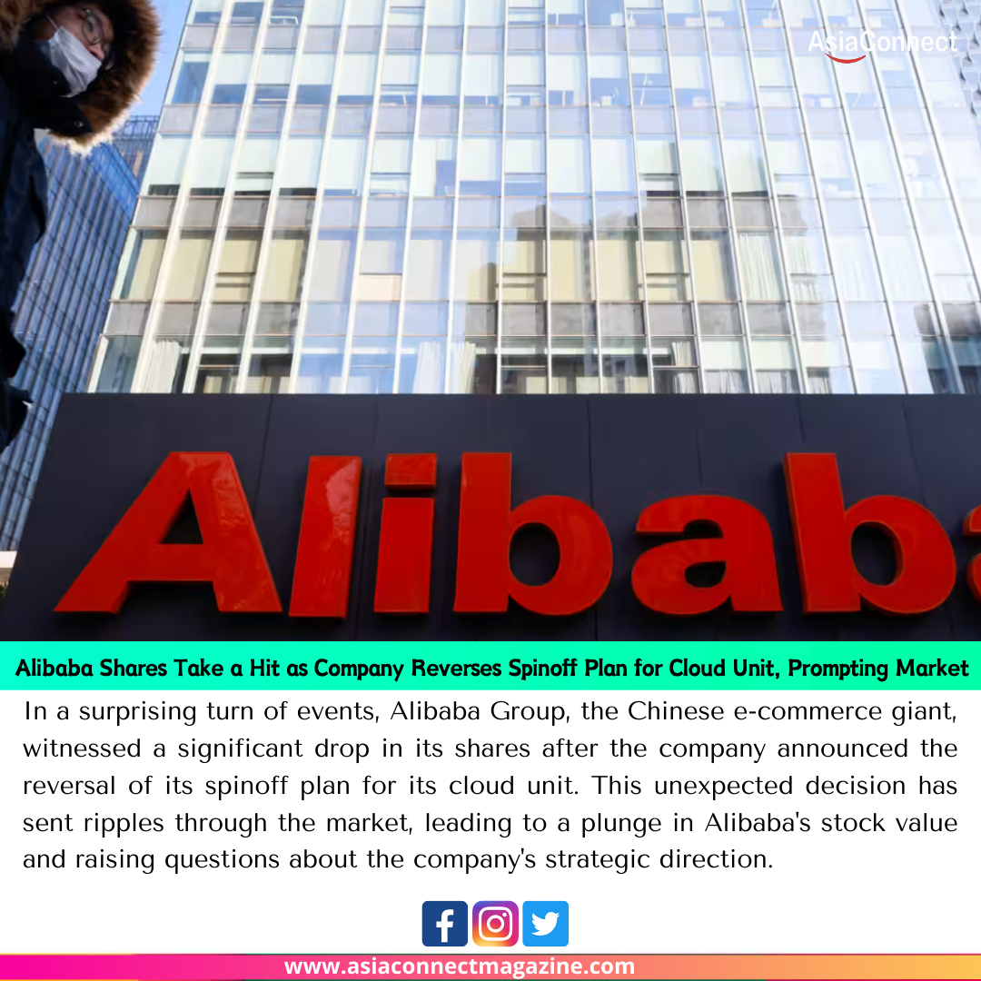 Alibaba Shares Take a Hit as Company Reverses Spinoff Plan for Cloud Unit, Prompting Market