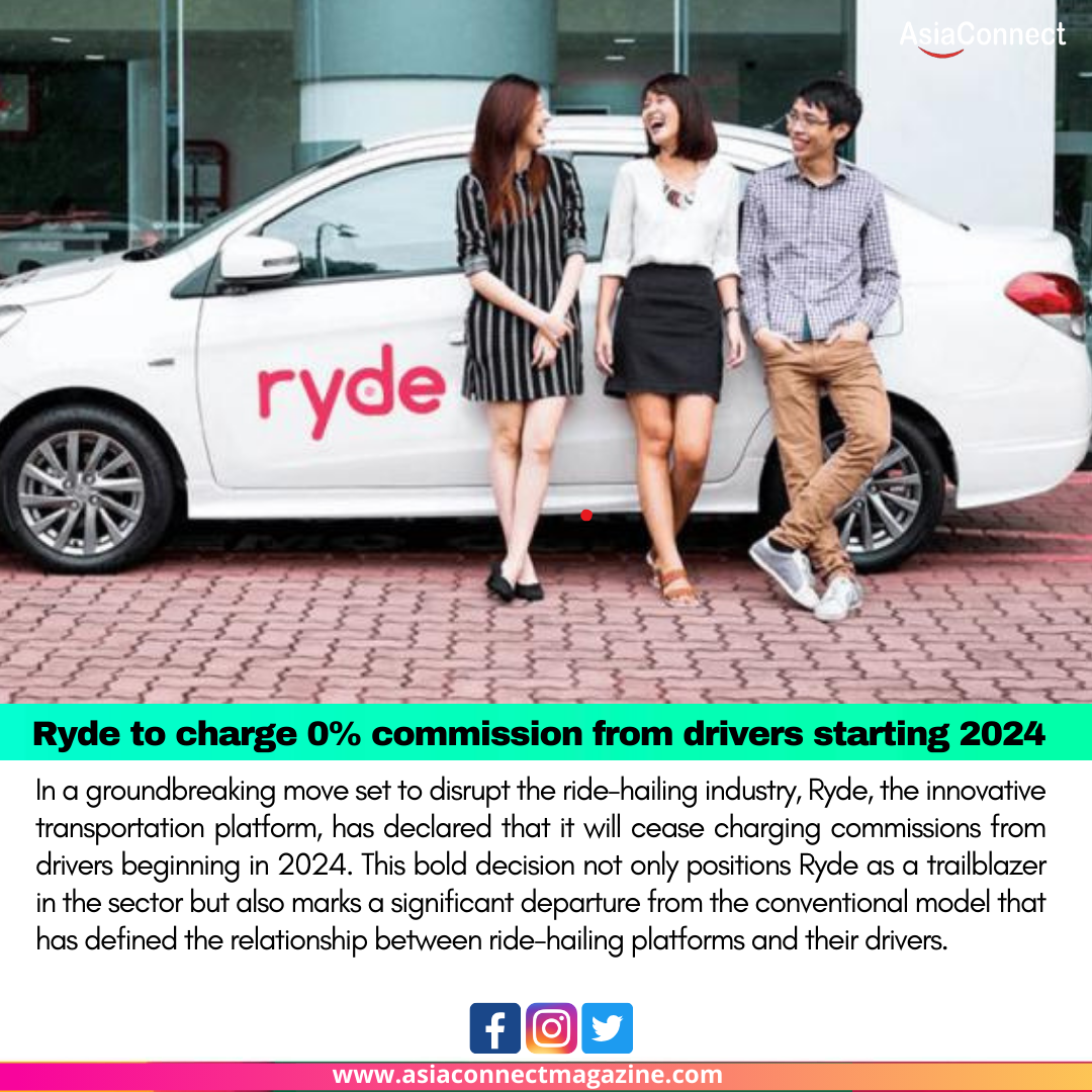 Ryde to charge 0% commission from drivers starting 2024