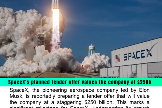 SpaceX, the pioneering aerospace company led by Elon Musk, is reportedly preparing a tender offer that will value the company at a staggering $250 billion. This marks a significant milestone for SpaceX, underscoring its growth and increasing dominance in the space industry.