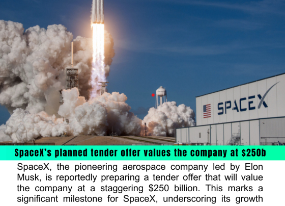 SpaceX, the pioneering aerospace company led by Elon Musk, is reportedly preparing a tender offer that will value the company at a staggering $250 billion. This marks a significant milestone for SpaceX, underscoring its growth and increasing dominance in the space industry.