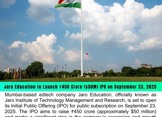 Jaro Education to Launch ₹450 Crore ($50M) IPO on September 23, 2025